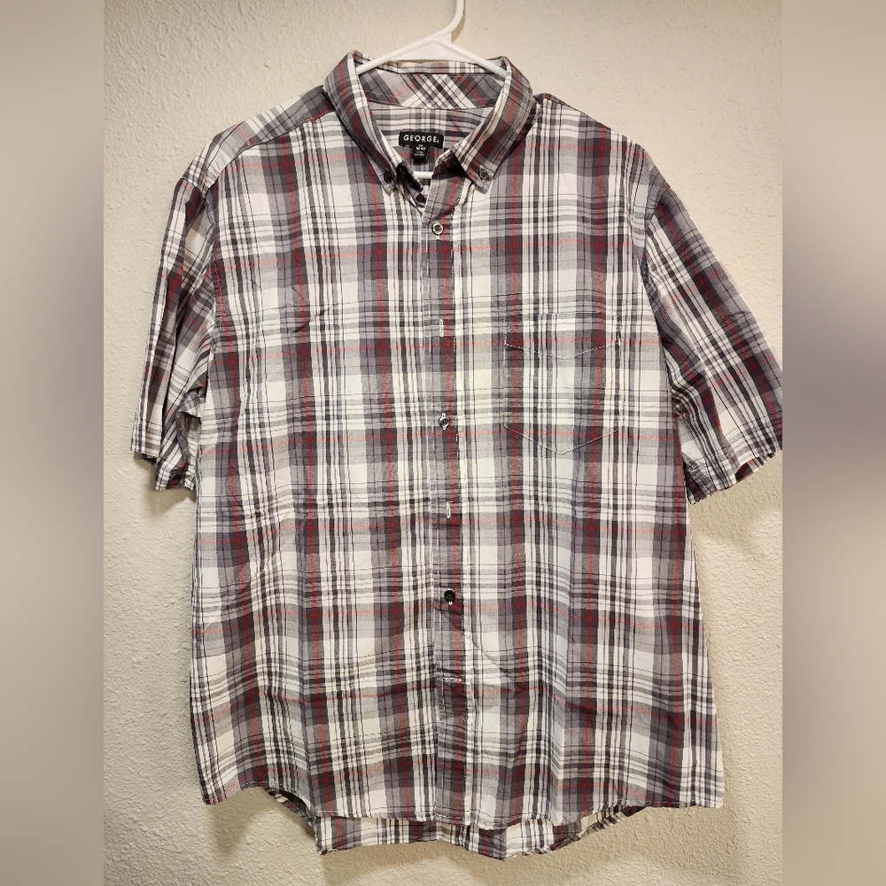George Men's Red Plaid Shirt